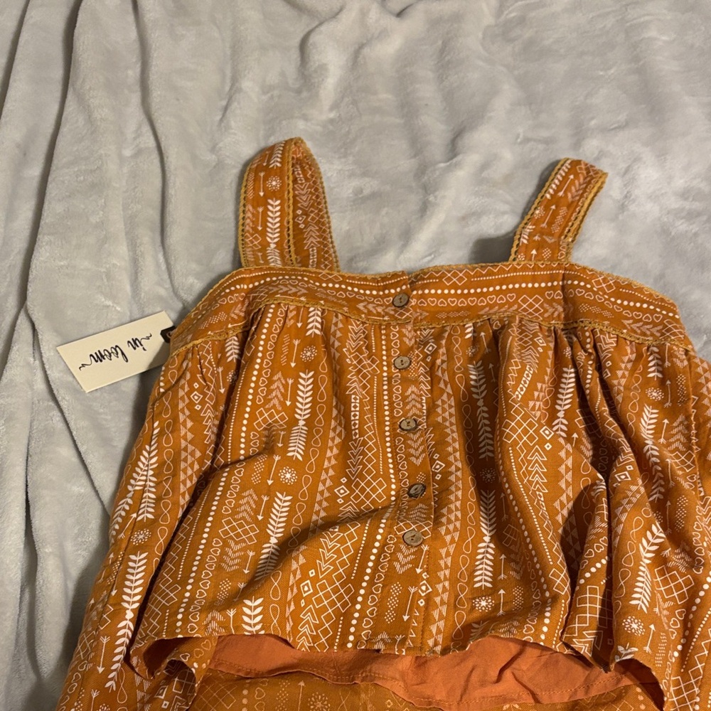 In Bloom Orange and White Patterned Top